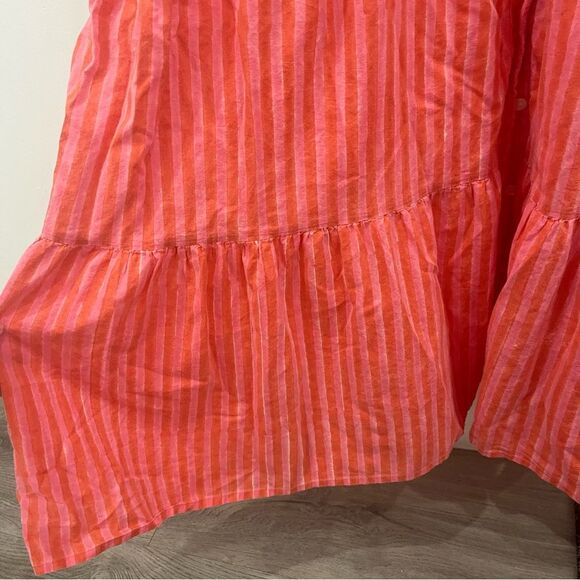 DZUBI Maxi Dress Shirt Striped Block Print Pink Grenadine Short Sleeve size S - Picture 5 of 11